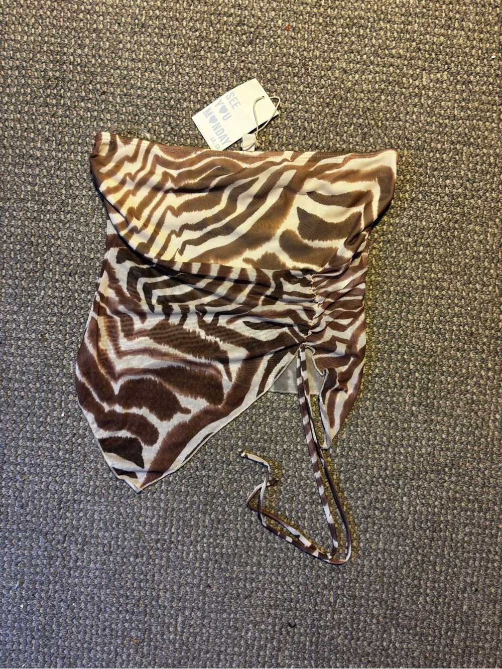 See You Monday Brown and Cream Zebra-Print Hair Bandana